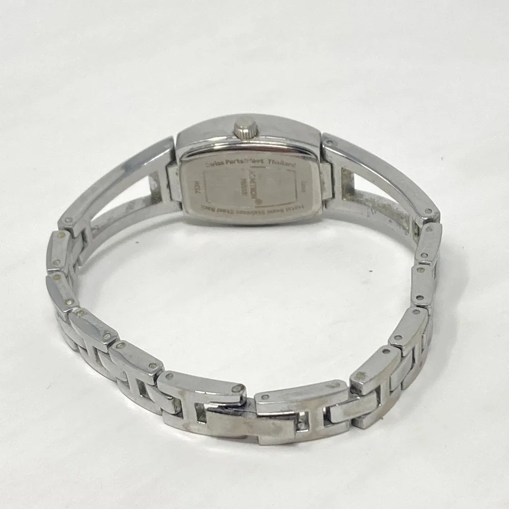 Armitron Watch Women 18mm Silver Tone Crystals Bling MOP Dial New Battery 6.5